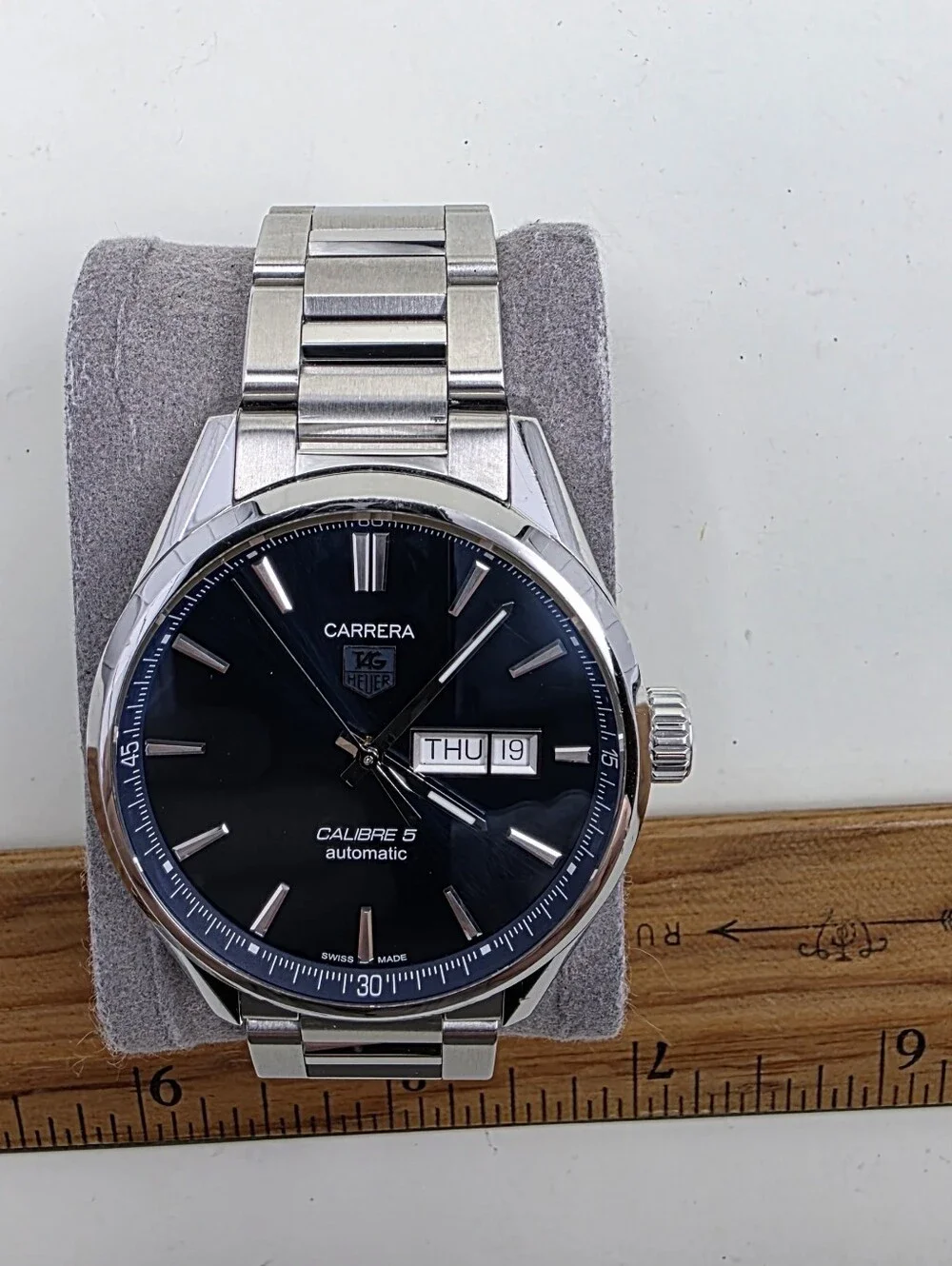 TAG Heuer Carrera Calibre 5 Automatic Men's Day-Date Watch in Blue and Silver